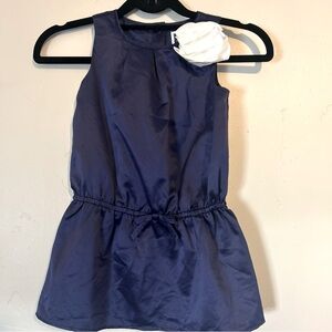 Janie And Jack New Toddler Girls Blue Dress W/ Attached Rosette Sz 3